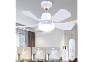Homlit Ceiling Fans with Lights and Remote, Socket Breeze Light 3000K-6500K 3 Colors Dimmable, 5 Blades with Socket Extender,