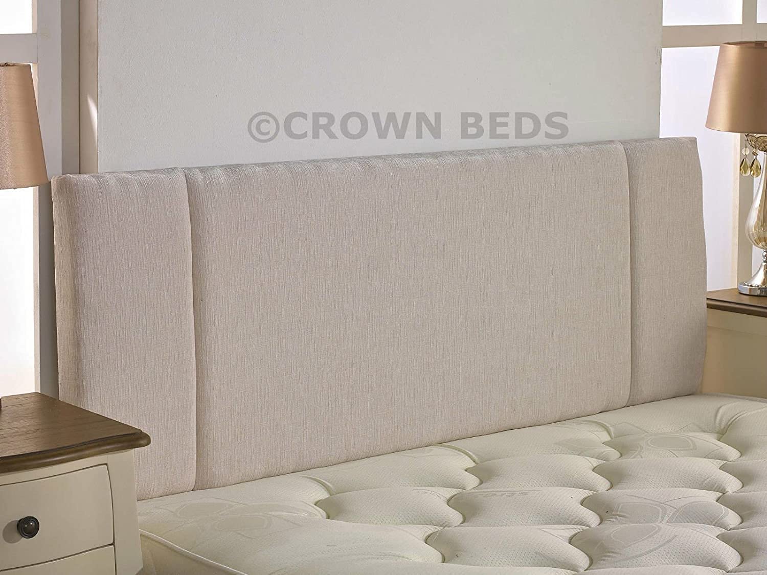 CROWNBEDSUK QUALITY PORTOBELLO CHENILLE HEADBOARD 2ft6,3ft,4ft,4ft6,5ft,6ft (2FT6 SMALL SINGLE, Ivory)