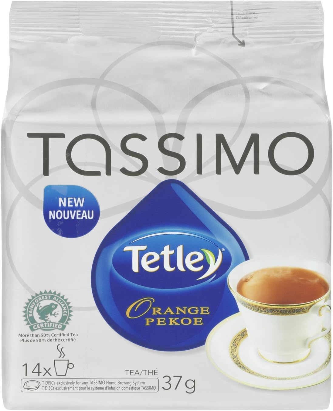 Tassimo Tetley Orange Pekoe Tea Single Serve TDiscs, 14 TDiscs