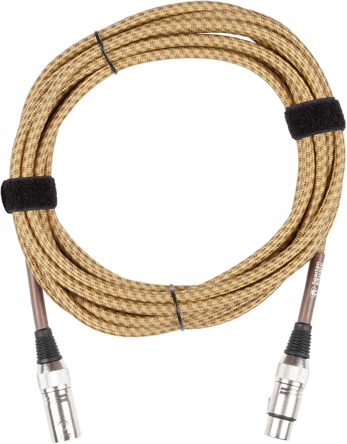 6 Meter (20 ft) Braided Vintage Microphone Cable XLR Male to Female Balanced Mic Lead, Yellow,Brown, 6 meters