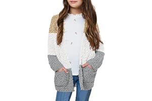 CNJFJ Girls Casual Open Front Long Sleeve Cardigan Pocket Fashion Sweater Outwear