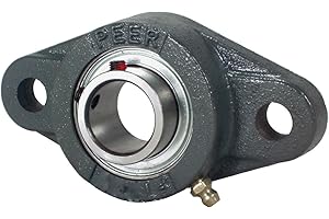 Peer Bearing FHFT205-16G 2 Bolt Flange Unit, Narrow Inner Ring, Relubricable, Eccentric Locking Collar, Single Lip Seals, Cast Iron, 1" Bore, 3-57/64" Center Length