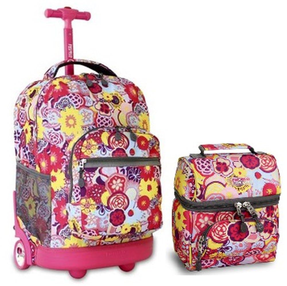J World Combo Rolling Backpack & Lunch Bag Back to School Bundle Set