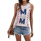 ALLTB Baseball Mom Tank Tops for Women Baseball Graphic Tanks Summer Sleeveless Softball Mom Tee Shirts