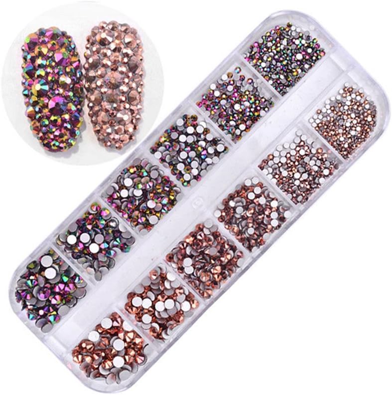 BrilliantDay 12 Grid Professional High Quality Manicure 3D Nail Art Rhinestones kit with Storage Organizer Box - Professional Art Decorations Mix Design Nail Decor Accessories#3