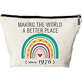 PEJAFAN 50th Birthday Gifts for Her Cosmetic Bags, Making The World A Better Place Since 1976 Makeup Bag, Funny 1976 50 Old Year Gift Ideas for Women, Wife, Sister, Mom, Aunt (Rainbow 1976)