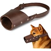 Taco Dog, Leather Dog Muzzle Guard Handmade from Full Grain Leather - Secure Training Cover, Mouth Guard Mask Prevents Biting Chewing (Bourbon Brown, Medium)