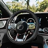 XCBYT Microfiber Leather Steering Wheel Cover - Comfortable Black Universal 15 inch Car Grip Non-Slip Breathable Cool Auto In