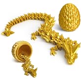 Flavery 3D Printed Dragon Egg - Gemstone, Gold, 12 inch Dragon Inside | Christmas Stocking Stuffers, Easter, Birthday Gifts for Teens&amp;Adults, Flexible Fidget Toy, Desk Pet, Figure Decor