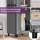LOEFME Canvas Wardrobe 172x130x45cm, 4 Hanging Rails, Grey view 4