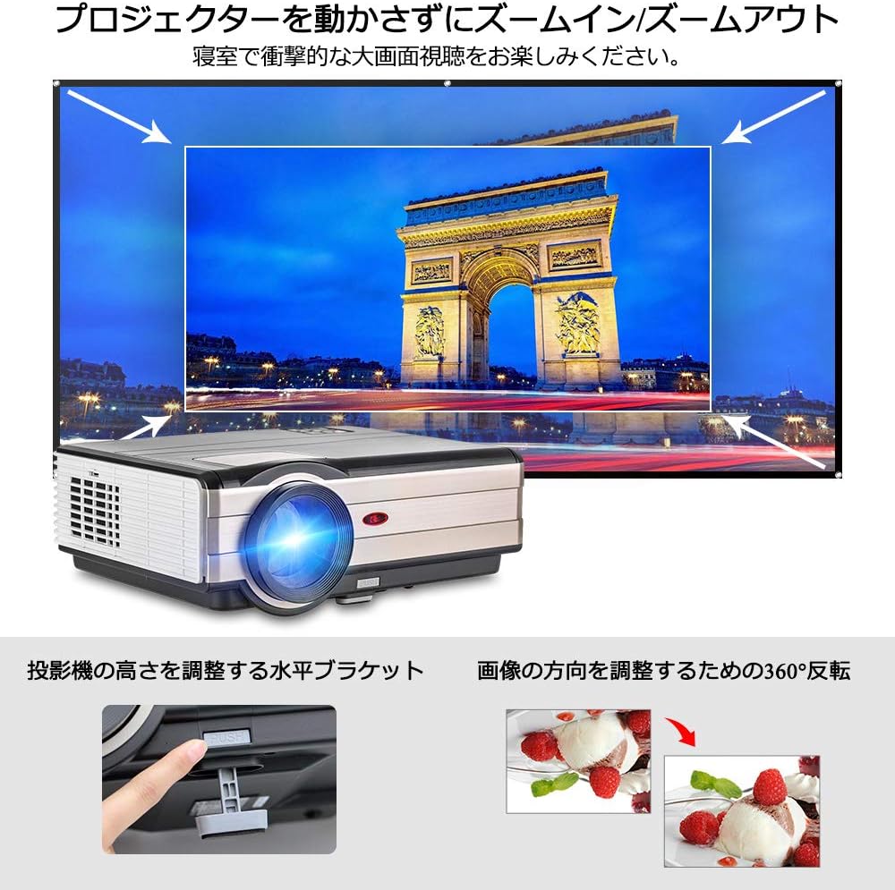 Amazon Co Jp プロジエクター 無線投影機 ホームシアタープロジエクター Android Wifi Bluetooth フルｈｄ対応 高輝度40ルーメン 0インチ大画面 4ｄ台形補正 内蔵スピーカー スマホ パソコン タブレット ゲーム機 Dvdプレヤーなど接続可 パソコン