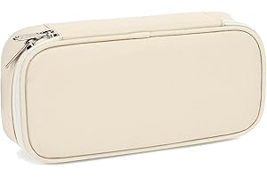 FlowFly Large Capacity Pencil Case for Kids, Boys & Girls – Zippered Multi-Functional Pen Pouch, Soft & Portable Pencil Bag for School, Teens, Students, Beige