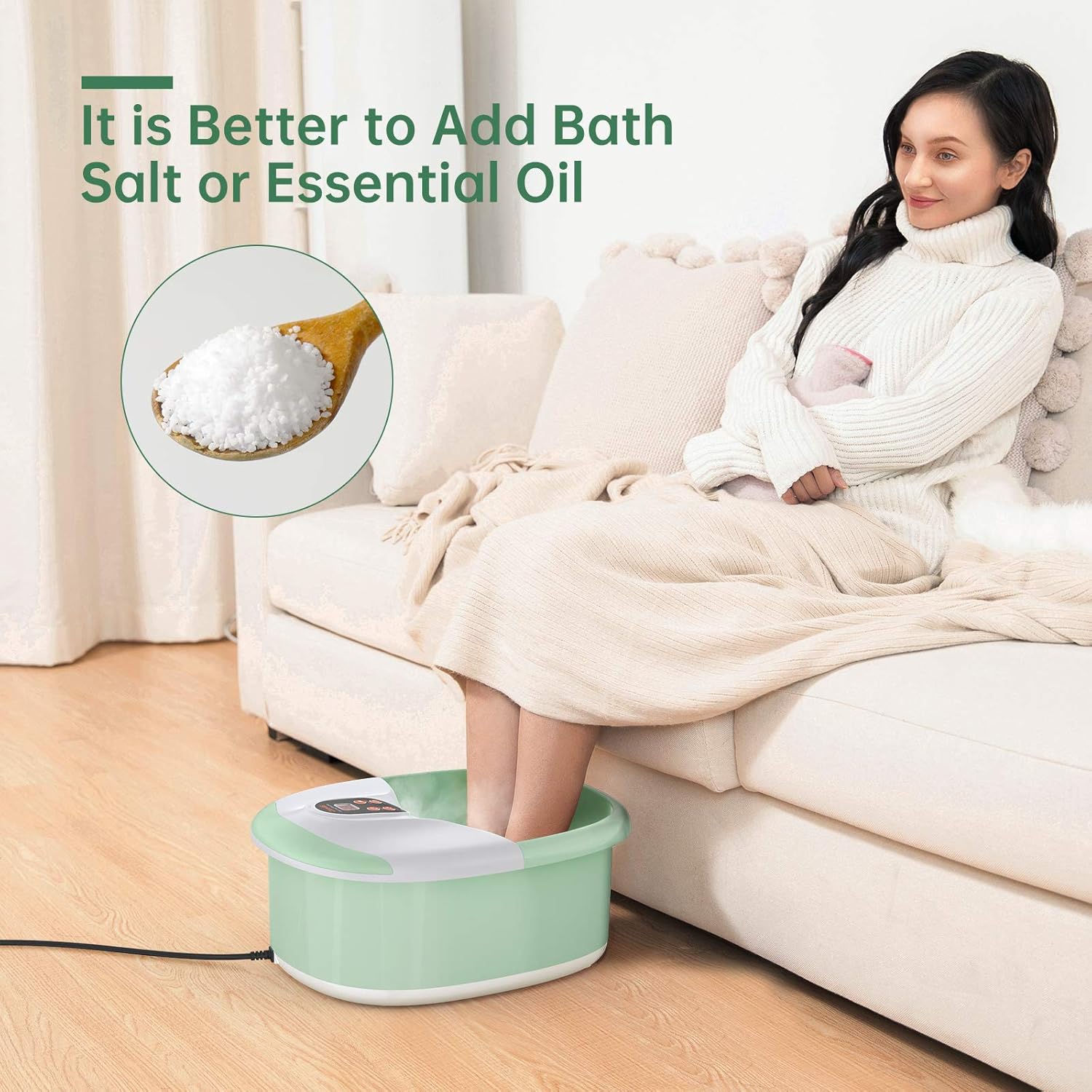 Carevas Foot Bath Massager, Heated Foot Soaker with O2 Bubbles, 14 Massaging Rollers for Tired Feet Stress Relief Home Use: Beauty