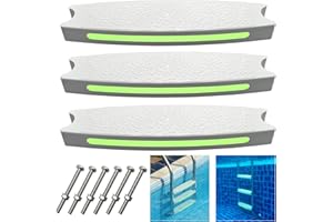 SKARUMMER Pool Ladder Steps Replacement, 18" Universal Heavy Duty Pool Ladder Steps, Swimming Pool Ladder Steps for Inground Pools & Above Ground Pool with 6 PCS Bolts and 3 Reflective Strips (3 Pack)