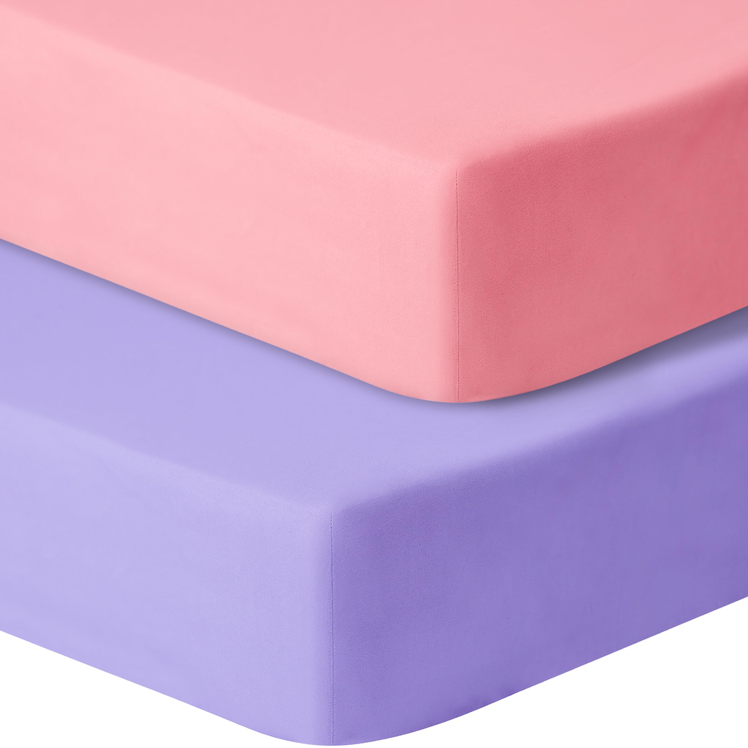 Photo 1 of GUNTAIL Baby Crib Sheets for Boys Girls, 2 Pack Fitted Crib Sheet for Standard Crib and Toddler Mattress, Soft Microfiber Baby Sheet 52x28x8in. (Purple & Pink)