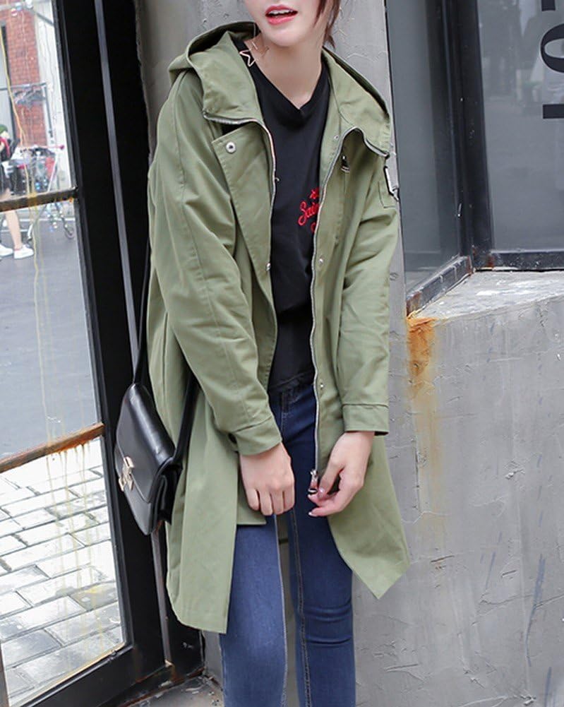 Autumn Women 'S Clothing Loose Hooded Windbreaker Long Middle Section Zipper Jacket