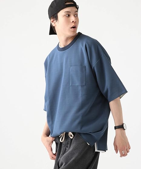 Amazon レイジブルー 吸水速乾 配色wフェイス Tシャツ L 青 ブルー メンズ Tシャツ カットソー 通販