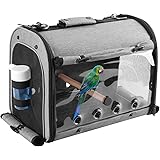 ABONERY Bird Travel Bag Portable Bird Parrot Carrier Transparent Breathable Travel Cage, Lightweight Bird Carrier with Food B