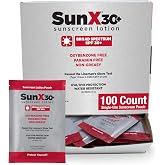 CoreTex Sun X 30+ SPF Individual Sunscreen Packets Travel Size - Bulk Pack of 100 Paraben, Oxybenzone, &amp; Oil Free Broad Spectrum Sunscreen - No White Cast and Water Resistant Up to 80 Minutes
