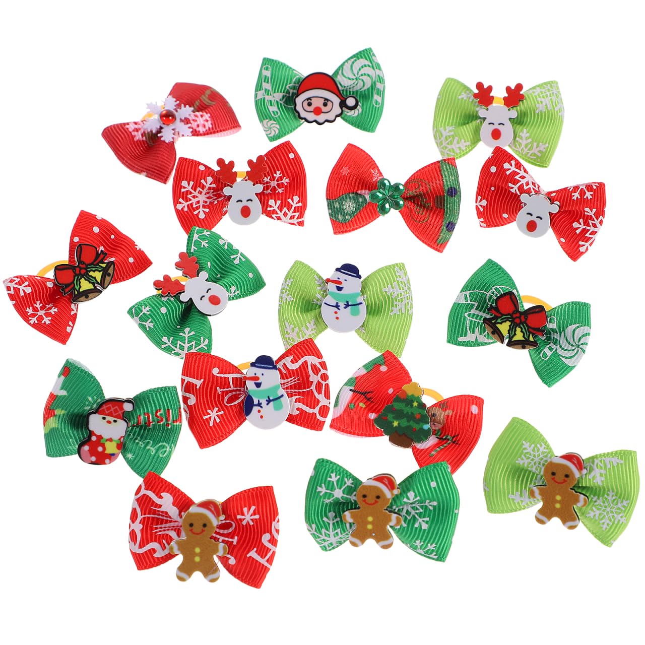 100Pcs Cute Dog Christmas Hair Bows - Elastic Dog Bowknot Hair Band - Fashion Small Dog Puppy Hair Bowknot Topknot Grooming Decor - Dog Hair Accessories