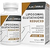 AJAXERRUE 1400 mg Liposomal Glutathione, Superior Absorption Complex Reduced Glutathione Supplement with Vitamin C, Hyaluronic Acid, Master Antioxidant for Liver Detox, Brain, Skin
