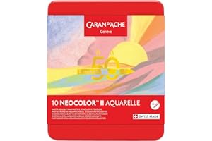 Caran d'Ache Neocolor II Water-Soluble Wax Pastels 50 Year Special Edition - Pastel - Tin of 10 Colours, Art Colouring Crayon