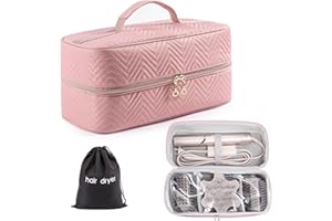 ELCUPA Hair Tools Travel Case with Black Hair Dryer Bag, Large Hair Tools Travel Carrying Case for Shark FlexStyle/SmoothStyle - Hair Air Wrap Dryer Storage Case Flat Curling Iron Travel Organizer
