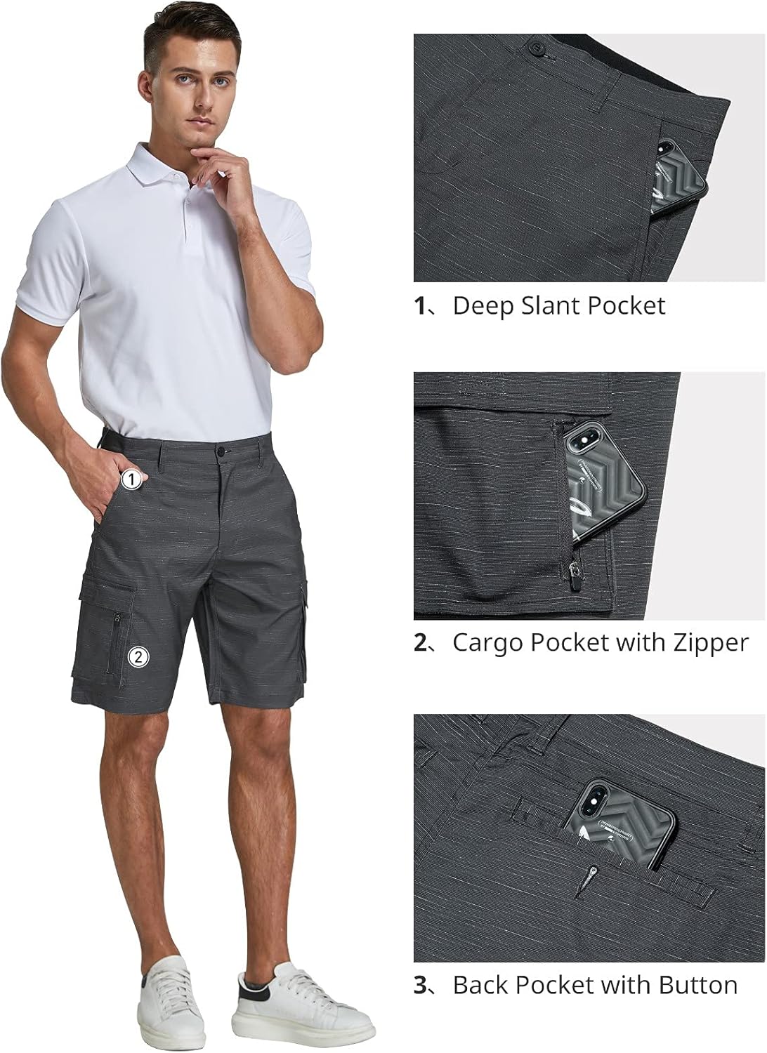 SPECIALMAGIC Men's Hybrid Cargo Shorts Relaxed Fit Lightweight Stretch Quick Dry Summer Board Hiking Golf | 