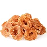 Pawmate Dog Treats Chicken Jerky Rings, Rawhide-Free Grain-Free Real Dried Tenders Natural Chicken Breast Dog Chewy Training Snacks for Small Medium Large Dogs Large Pack, 10.6 oz
