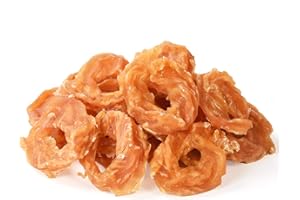 Pawmate Dog Treats Chicken Jerky Rings, Rawhide-Free Grain-Free Real Dried Tenders Natural Chicken Breast Dog Chewy Training Snacks for Small Medium Large Dogs Large Pack, 10.6 oz