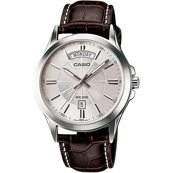 Casio MTP-V005L-2B5 – Orologio Uomo Quarzo, Cassa Acciaio 40mm, Quadrante Blu Con Numeri Romani, Cinturino In Pelle Marrone