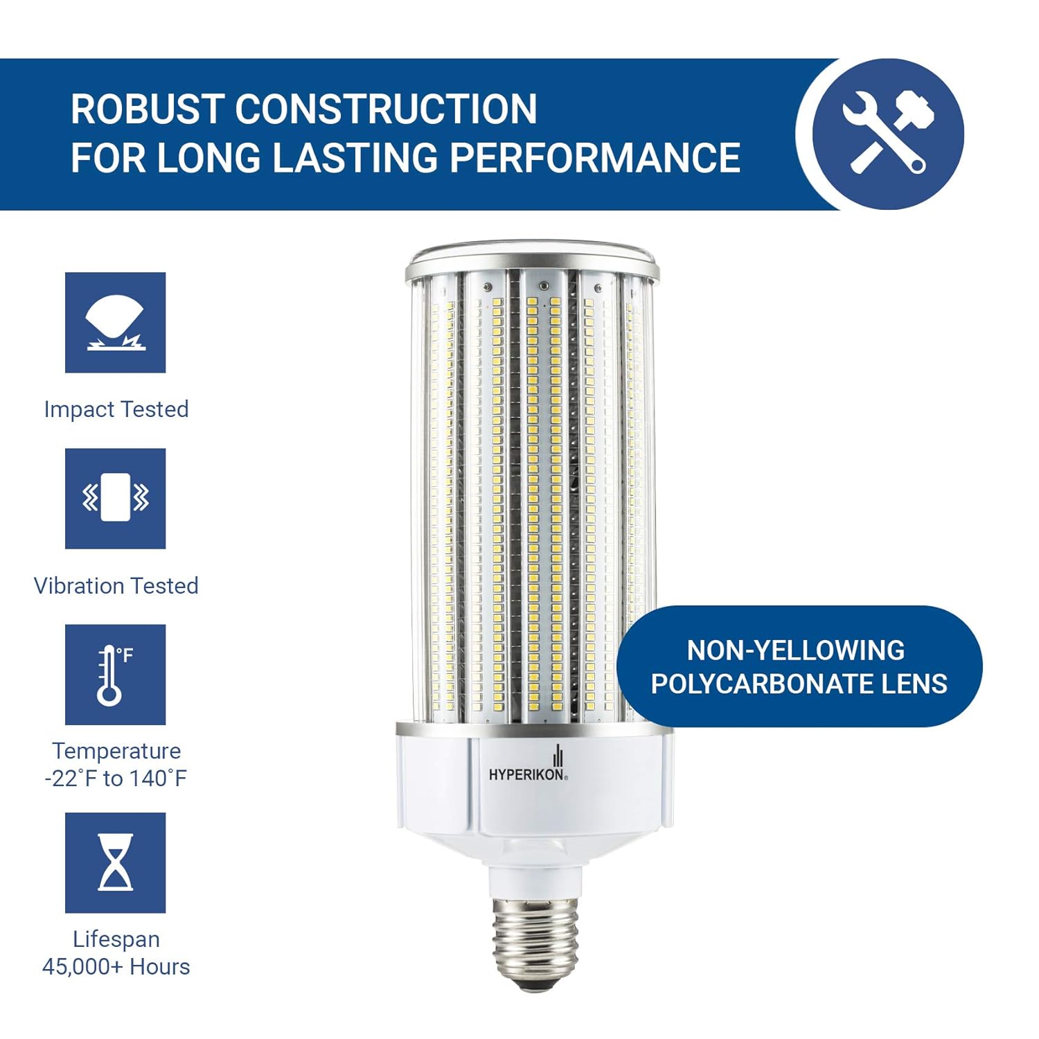 Hyperikon LED Corn Bulb Street Light E39 Mogul Base UL, 150 Watts, Crystal White, 2 Pack