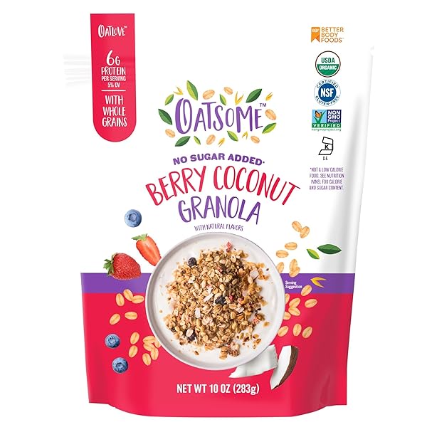 OATSOME BERRY COCONUT GRANOLA, NO SUGAR ADDED, GLUTEN...