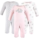 Hudson Baby Unisex baby Cotton Coveralls, Pink Gray Elephant, 12-18 Months, Pink Gray Elephant, 12-18 Months US