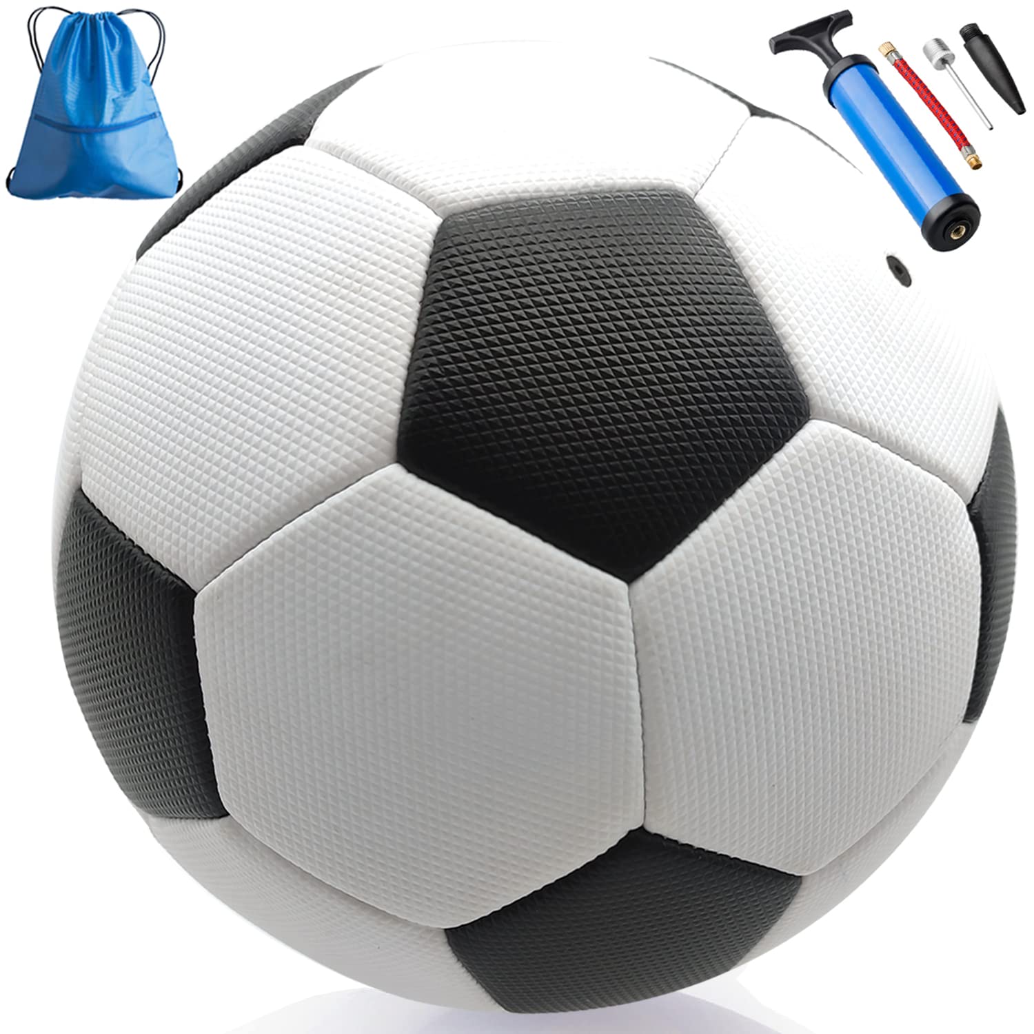 Spolife Football Size 5 Official Training Football Indoor&Outdoor Match Ball with Air Pump and Extension Tube,Pump Needle,Ball Backpack