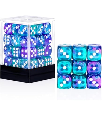 Amazon.com: Chessex Dice d6 Sets: Gemini Black & Green with Gold
