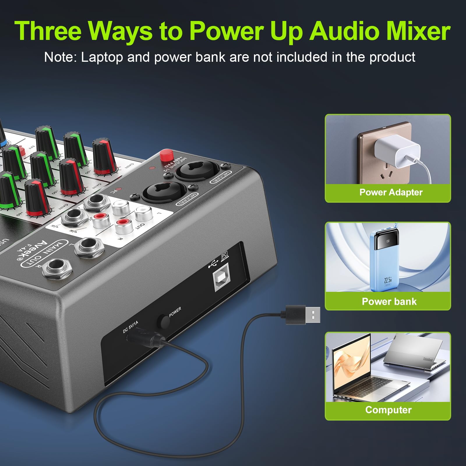 Aveek Professional Audio Mixer, Sound Board Mixing Console With 4