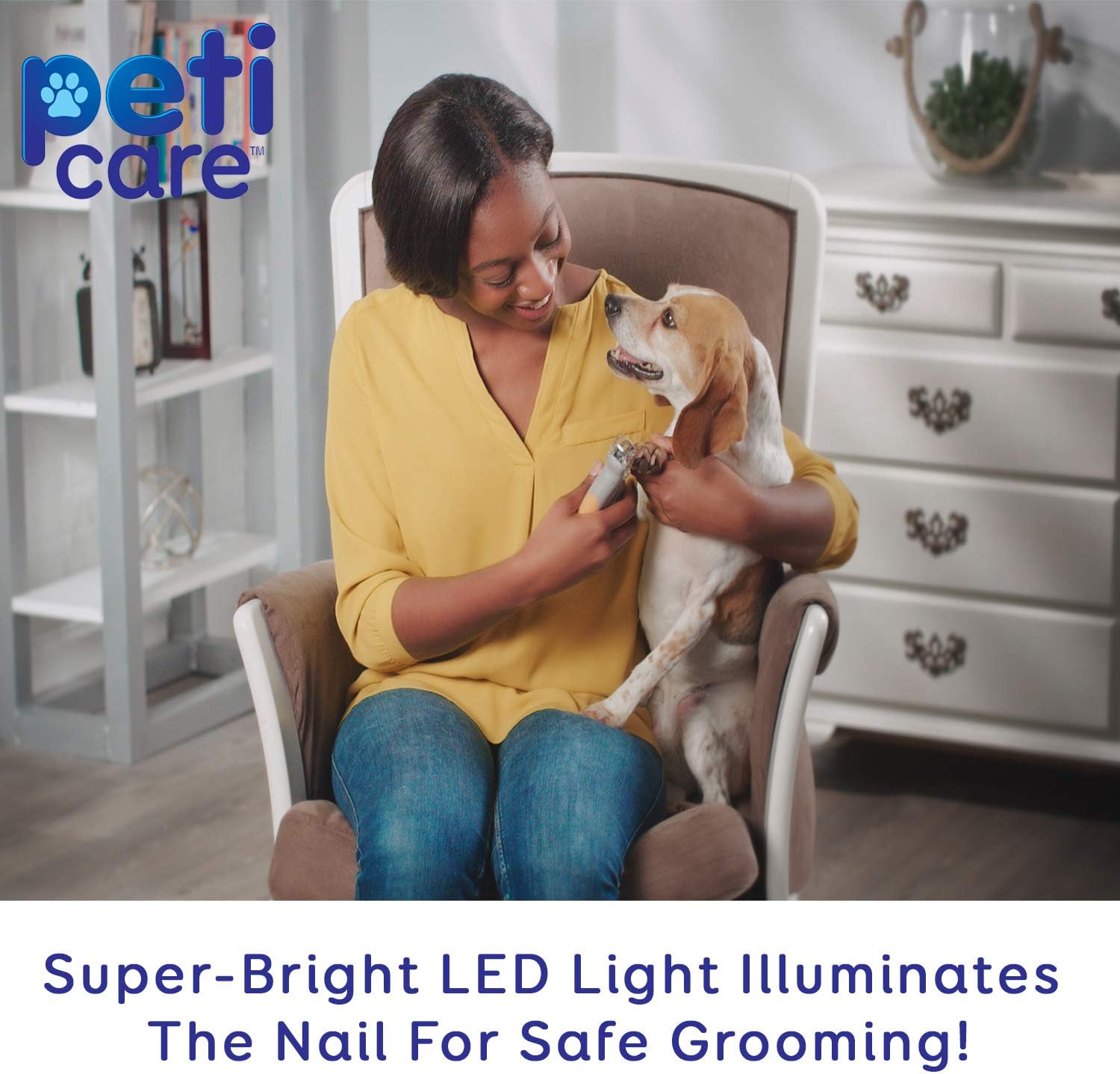Allstar Innovations PetiCare LED Light Pet Nail Clipper- Great for Trimming Cats & Dogs Nails & Claws, 5X Magnification That Doubles as a Nail Trapper, Quick-Clip, Steal Blades
