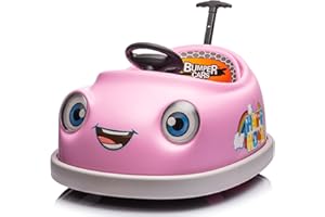 BCARORUR 12V 2-Speeds Electric Ride On Bumper Car for Kids 1-6 Years Old, Children's Electric Car W/Remote Control, LED Lights, Bluetooth & 360 Degree Spin, Pushrod Dinner Plate, Rocking Horse Mode, Pink