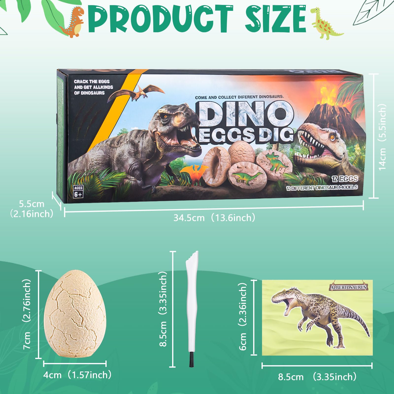 Dinosaur Eggs Excavation Kit - 12 Unique Eggs Dinosaur Toy, Science STEM Gifts for Boys Girls Age 6-12