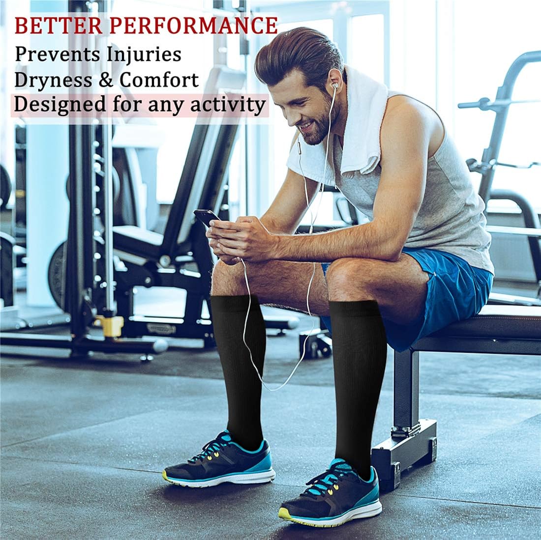 CHARMKING Compression Socks for Women & Men 8 Pairs 15-20 mmHg is Best Graduated Athletic,Running, Flight Travel,Cycling: Clothing