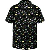 Zando 80s 90s Hawaiian Shirts for Men - Funny Retro Short Sleeve Button Down Outfit Top for Themed Party Disco Summer Beach
