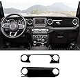 RT-TCZ Center Console Trim Cover Dashboard Control Panel Cover Decorative Interior Accessories for Jeep Wrangler JL JLU & Gladiator JT 2018-2022,Black