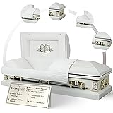 Overnight Caskets White Cross Lords Prayer Metal