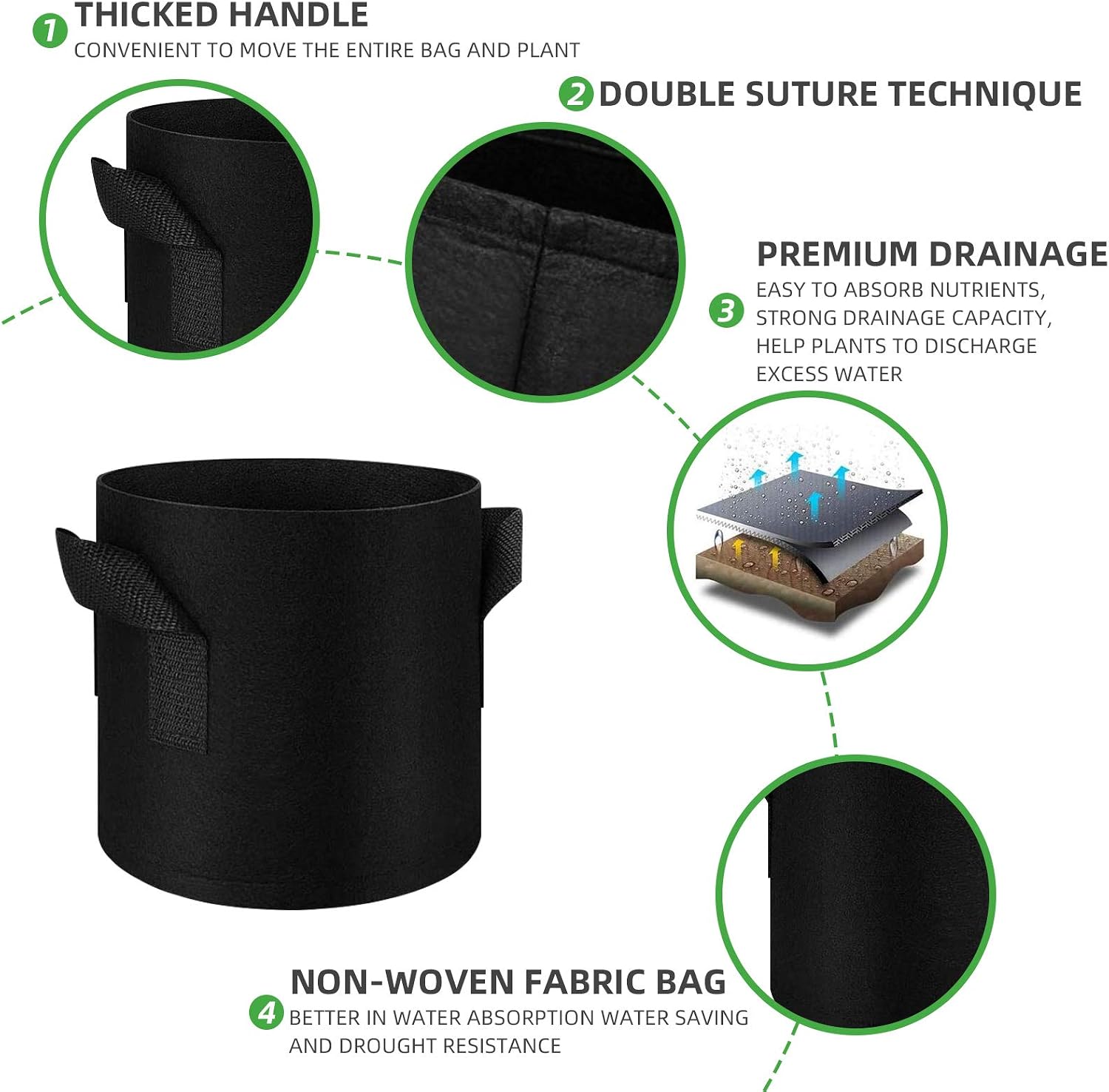 5 Pack Vegetable Grow Bags - Image 5