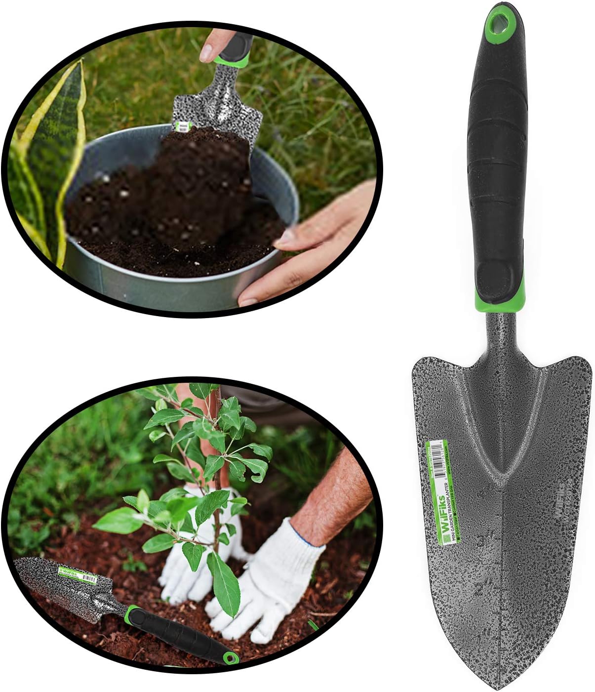 WilFiks Garden Transplanter Trowel, Hand Shovel for Transplanting, Weeding and Digging in The Garden Bed, Heavy Duty Steel Work Tools, Bend Proof Soil Scooper with Depth Marks and an Ergonomic Handle : Garden & Outdoor
