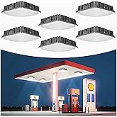 70W LED Canopy Light 6Pack, Selectable Wattage 30/45/60/70W, 3CCT 4000/5000/6500K, Commerical LED Canopy Lights, Gas Station Square led Light for Garage Carport, 0-10 Dim 100-277VAC, ETL Listed