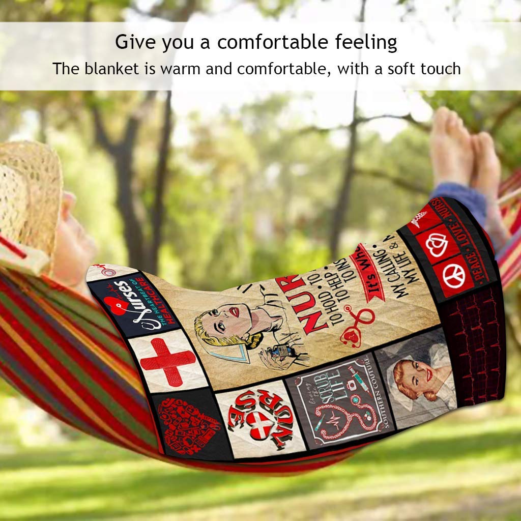 3D Printed Quilt | Proud to Be A Nurse Camping Quilt | All-Season Quilts Comforters with Reversible Cotton | Blanket for Traveling, Picnics, Beach Trips, Concerts and Home (Proud to Be a Nurse)