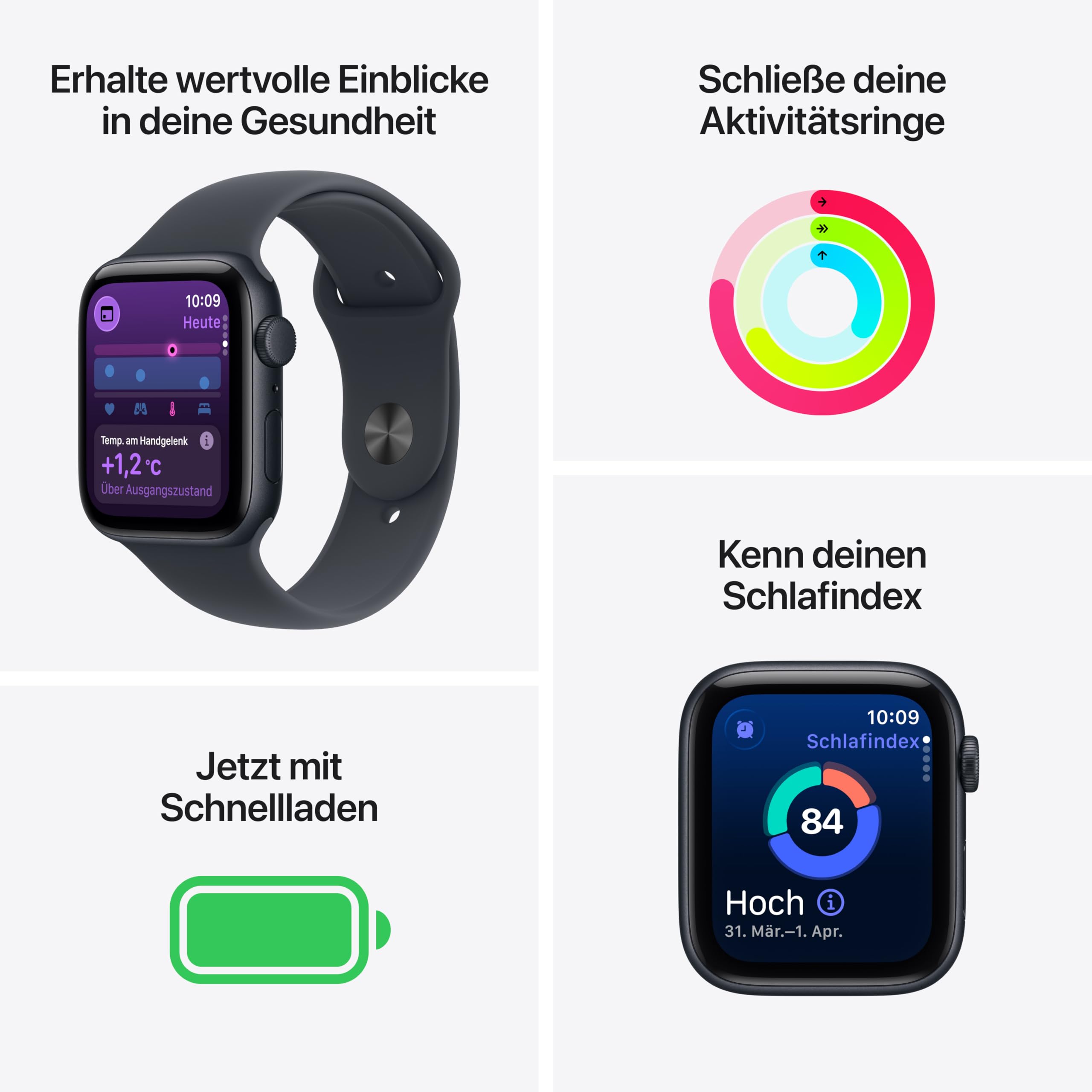 Apple Watch SE 3 GPS 40 mm Smartwatch mit Aluminiumgehäuse in Mitternacht und Sportarmband in Mitternacht (M/L). Fitness‑ und Schlaftracker, Herzfrequenzmesser, Always-On Display, Wasserschutz 2