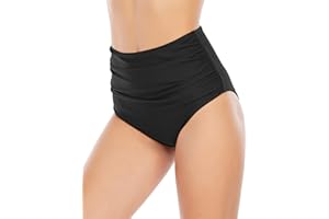 American Trends High Waisted Bikini Bottoms Ruched Tummy Control Swimsuits Bottoms Sexy Swim Bottom Bathing Suits for Women